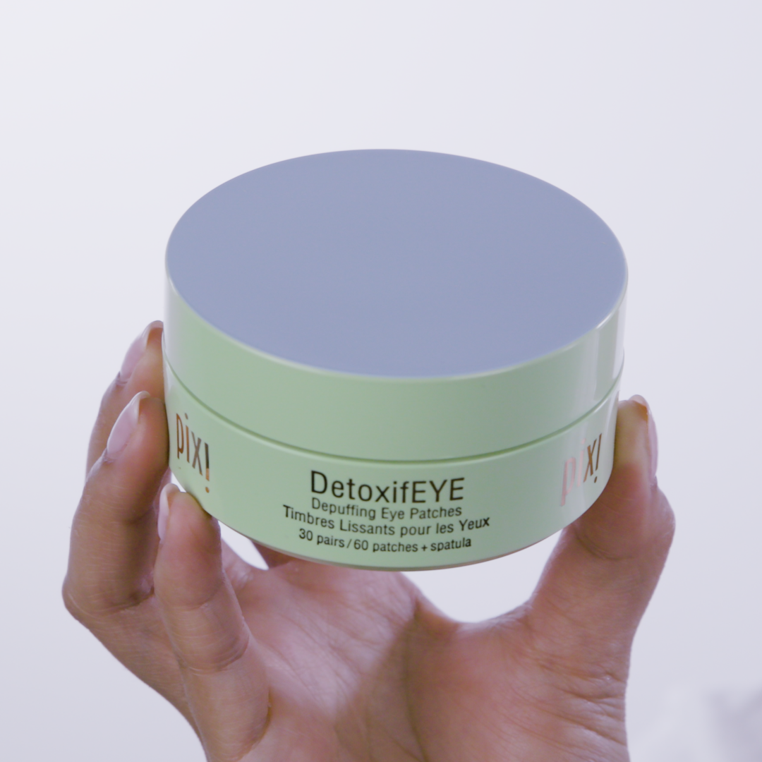 Pixi DetoxifEYE Depuffing Eye Patches in hand