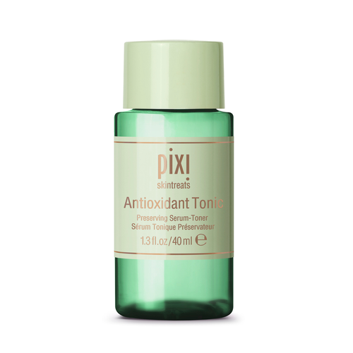 Pixi SkinTreats Antioxidant Tonic in a 40ml bottle with a pale green cap and a light green label, set against a plain white background. view 1
